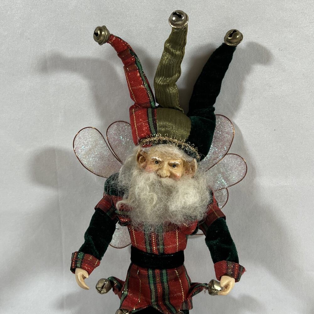 Mark Roberts Santa Claus Jester Jungle Bell Elf Fairy Tartan Plaid Green Velvet